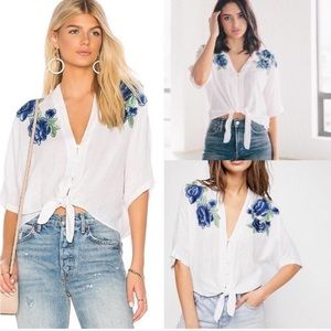 Rails Thea top blue Rose embroidery S